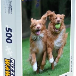 PuzzleWow Puzzel Twee Honden Spelen Met Bal - Legpuzzel - Puzzel 500 Stukjes - Sinterklaas Cadeautjes - Sinterklaas Voor Grote Kinderen