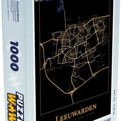 PuzzleWow Puzzel Kaart - Leeuwarden - Simpel - Goud - Zwart - Legpuzzel - Puzzel 1000 Stukjes Volwassenen - Sinterklaas Cadeautjes - Sinterklaas Voor Grote Kinderen
