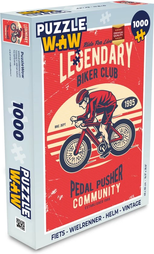PuzzleWow Puzzel Fiets - Wielrenner - Helm - Vintage - Legpuzzel - Puzzel 1000 Stukjes Volwassenen - Sinterklaas Cadeautjes - Sinterklaas Voor Grote Kinderen 1 PuzzleWow Puzzel Fiets - Wielrenner - Helm - Vintage - Legpuzzel - Puzzel 1000 Stukjes Volwassenen - Sinterklaas Cadeautjes - Sinterklaas Voor Grote Kinderen