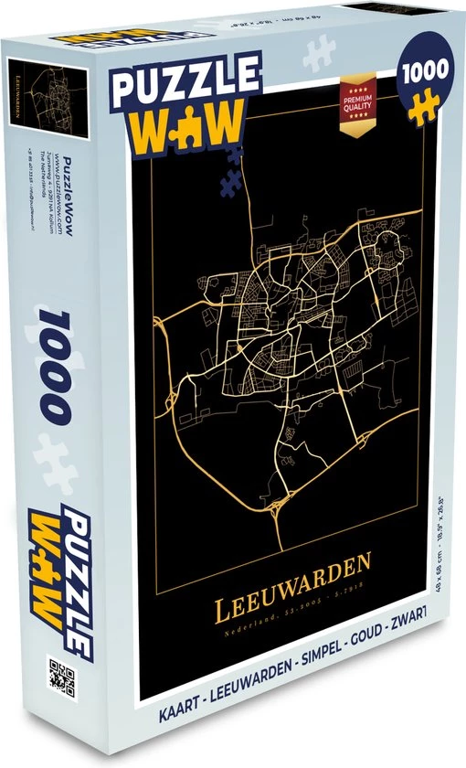PuzzleWow Puzzel Kaart - Leeuwarden - Simpel - Goud - Zwart - Legpuzzel - Puzzel 1000 Stukjes Volwassenen - Sinterklaas Cadeautjes - Sinterklaas Voor Grote Kinderen 1 PuzzleWow Puzzel Kaart - Leeuwarden - Simpel - Goud - Zwart - Legpuzzel - Puzzel 1000 Stukjes Volwassenen - Sinterklaas Cadeautjes - Sinterklaas Voor Grote Kinderen