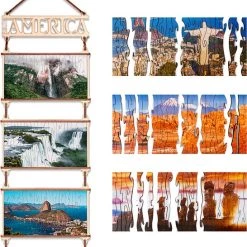 Eco-Wood-Art EWA - Houten Legpuzzel - 4 Dubbelzijdige Legpuzzels - Zuid Amerika -