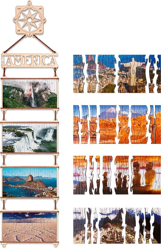 Eco-Wood-Art EWA - Houten Legpuzzel - 4 Dubbelzijdige Legpuzzels - Zuid Amerika - 1 Eco-Wood-Art EWA - Houten Legpuzzel - 4 Dubbelzijdige Legpuzzels - Zuid Amerika -