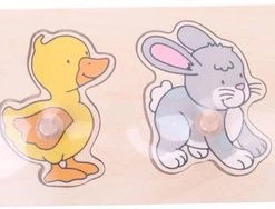 Goki Knopjespuzzel Met Konijn, Kuiken, Hond, Kat