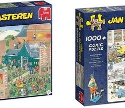 Jan Van Haasteren - Puzzelset - De Kunstmarkt 2000 Stukjes & Bijna Klaar 1000 Stukjes