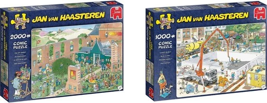 Jan Van Haasteren - Puzzelset - De Kunstmarkt 2000 Stukjes & Bijna Klaar 1000 Stukjes 1 Jan Van Haasteren - Puzzelset - De Kunstmarkt 2000 Stukjes & Bijna Klaar 1000 Stukjes