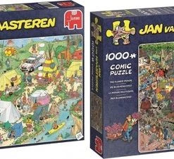 Jan Van Haasteren Puzzelbundel - 2 Stuks - Kamperen In Het Bos 1000 Stukjes & De Bloemencorso 1000 Stukjes