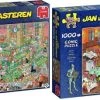 Jan Van Haasteren Puzzelbundel - 2 Stuks - Krijt Op Tijd! 1500 Stukjes & Darts 1000 Stukjes