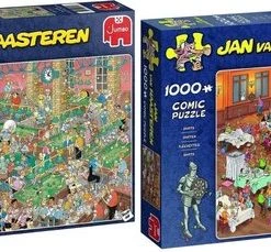 Jan Van Haasteren Puzzelbundel - 2 Stuks - Krijt Op Tijd! 1500 Stukjes & Darts 1000 Stukjes
