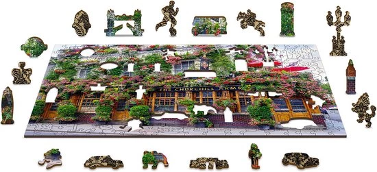 Wooden City London Kroeg XL - Houten Vormpuzzel - 52x37,5 Cm - 600 Stukjes 4 Wooden City London Kroeg XL - Houten Vormpuzzel - 52x37,5 Cm - 600 Stukjes - Afbeelding 4