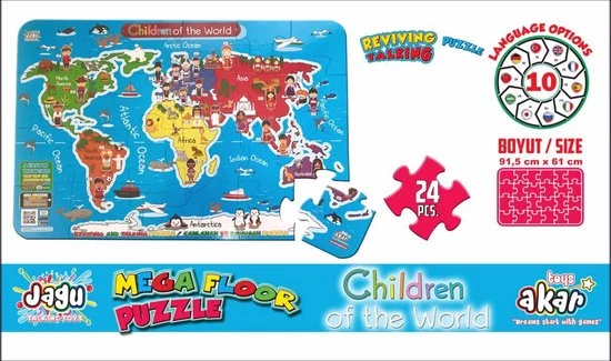 Akar Toys - World - Puzzel / XXL Puzzel / Speelmat / Speelgoed / Met GRATIS App - 91.5x61cm - 24st 2 Akar Toys - World - Puzzel / XXL Puzzel / Speelmat / Speelgoed / Met GRATIS App - 91.5x61cm - 24st - Afbeelding 2