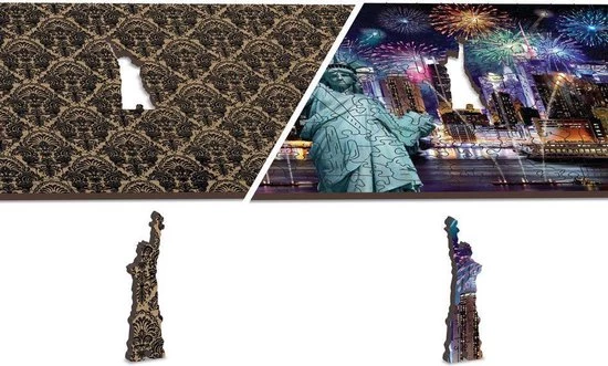Wooden City New York Bij Nacht XL - Houten Vormpuzzel - 52x37,5 Cm - 1010 Stukjes 2 Wooden City New York Bij Nacht XL - Houten Vormpuzzel - 52x37,5 Cm - 1010 Stukjes - Afbeelding 2