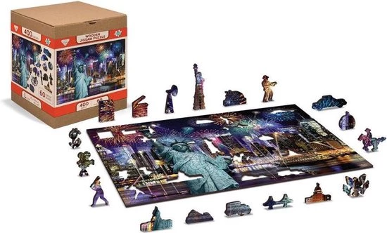 Wooden City New York Bij Nacht XL - Houten Vormpuzzel - 52x37,5 Cm - 1010 Stukjes 4 Wooden City New York Bij Nacht XL - Houten Vormpuzzel - 52x37,5 Cm - 1010 Stukjes - Afbeelding 4