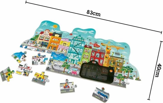 Hape Vloerpuzzel City Junior 83 Cm Hout 48-delig 4 Hape Vloerpuzzel City Junior 83 Cm Hout 48-delig - Afbeelding 4