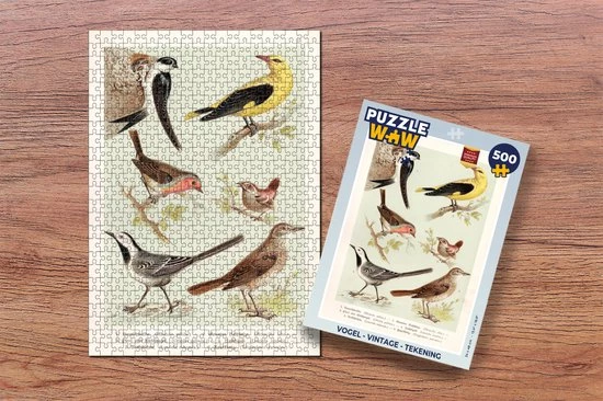 PuzzleWow Puzzel Vogel - Vintage - Tekening - Legpuzzel - Puzzel 500 Stukjes - Sinterklaas Cadeautjes - Sinterklaas Voor Grote Kinderen 2 PuzzleWow Puzzel Vogel - Vintage - Tekening - Legpuzzel - Puzzel 500 Stukjes - Sinterklaas Cadeautjes - Sinterklaas Voor Grote Kinderen - Afbeelding 2
