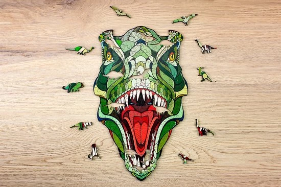 Art Bizniz Legpuzzel T-rex 37 X 28 Cm Hout Groen 129-delig 2 Art Bizniz Legpuzzel T-rex 37 X 28 Cm Hout Groen 129-delig - Afbeelding 2