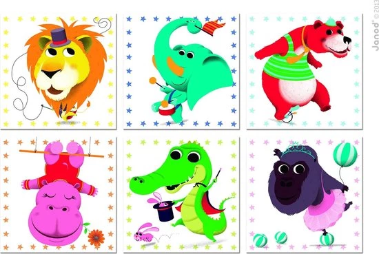 Janod Kubkid Blokpuzzel - Circus(9-delig) 5 Janod Kubkid Blokpuzzel - Circus(9-delig) - Afbeelding 5