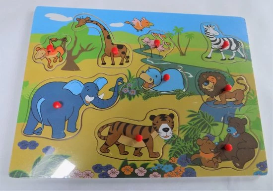 Merkloos Houten Puzzel Met Knopjes Dieren 1 Merkloos Houten Puzzel Met Knopjes Dieren