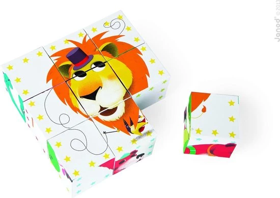 Janod Kubkid Blokpuzzel - Circus(9-delig) 4 Janod Kubkid Blokpuzzel - Circus(9-delig) - Afbeelding 4