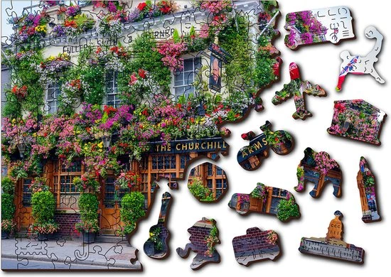 Wooden City London Kroeg XL - Houten Vormpuzzel - 52x37,5 Cm - 600 Stukjes 3 Wooden City London Kroeg XL - Houten Vormpuzzel - 52x37,5 Cm - 600 Stukjes - Afbeelding 3