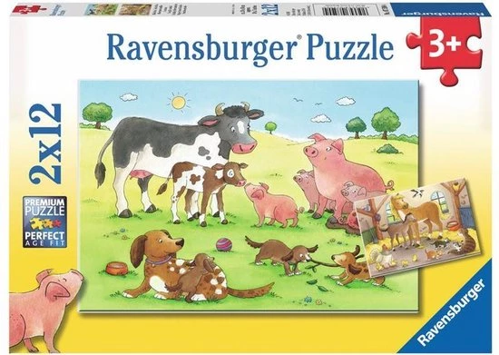 Ravensburger Puzzel Gelukkige Dierenfamilies - 2x12 Stukjes 5 Ravensburger Puzzel Gelukkige Dierenfamilies - 2x12 Stukjes - Afbeelding 5