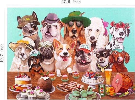 Merkloos Puzzel 1000 Stukjes - 50 Bij 70 Cm - Honden Feest Prent - Legpuzzel Voor Volwassenen En Kinderen - Familie-activiteit - Kunstwerk Lalaland - Geduld En Doorzettingsvermogen - Let Op De Details ;) 3 Merkloos Puzzel 1000 Stukjes - 50 Bij 70 Cm - Honden Feest Prent - Legpuzzel Voor Volwassenen En Kinderen - Familie-activiteit - Kunstwerk Lalaland - Geduld En Doorzettingsvermogen - Let Op De Details ;) - Afbeelding 3