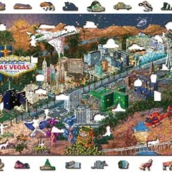 Wooden City Welkom In Las Vegas XL - Houten Vormpuzzel - 52x37,5 Cm -750 Stukjes -Puzzels Verkoop 550x408