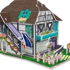 Dielay 3D Puzzel - Complete Set - 31 Onderdelen - Frans Huis Met Bloemen