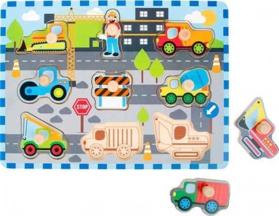 Small Foot Company Nopjes Puzzel Bouwvoertuigen 9st 1 Small Foot Company Nopjes Puzzel Bouwvoertuigen 9st