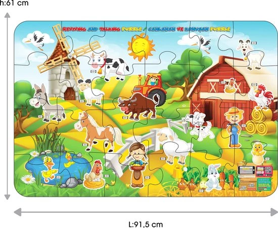 Akar Toys - Farm - Puzzel / XXL Puzzel / Speelmat / Speelgoed / Met GRATIS App - 91.5x61cm - 24st 3 Akar Toys - Farm - Puzzel / XXL Puzzel / Speelmat / Speelgoed / Met GRATIS App - 91.5x61cm - 24st - Afbeelding 3