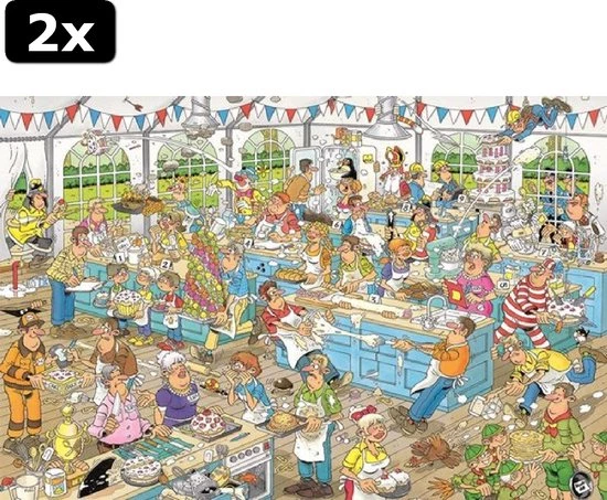 2x Jan Van Haasteren Taarten Toernooi Puzzel - 1500 Stukjes 1 2x Jan Van Haasteren Taarten Toernooi Puzzel - 1500 Stukjes
