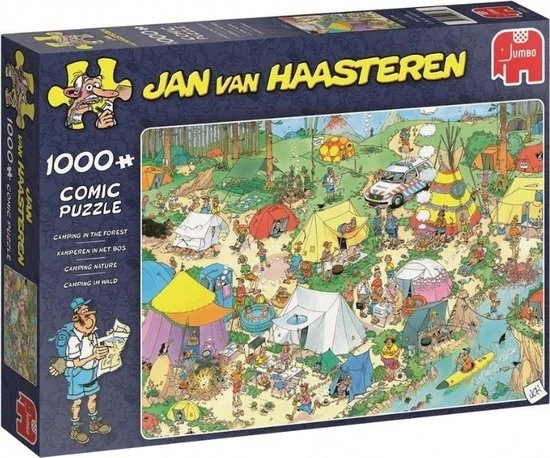 Jan Van Haasteren Puzzelbundel - 2 Stuks - Kamperen In Het Bos 1000 Stukjes & De Bloemencorso 1000 Stukjes 2 Jan Van Haasteren Puzzelbundel - 2 Stuks - Kamperen In Het Bos 1000 Stukjes & De Bloemencorso 1000 Stukjes - Afbeelding 2