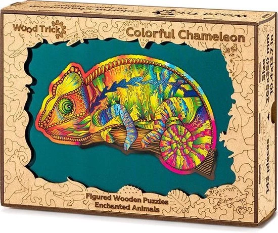Wood Trick Kleurrijke Kameleon - Houten Vormpuzzel 3 Wood Trick Kleurrijke Kameleon - Houten Vormpuzzel - Afbeelding 3
