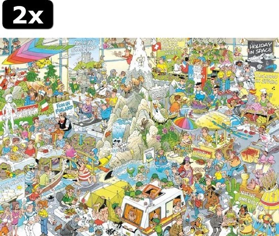 2x Jan Van Haasteren De Vakantiebeurs Puzzel - 1000 Stukjes 6 2x Jan Van Haasteren De Vakantiebeurs Puzzel - 1000 Stukjes - Afbeelding 6