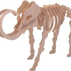 Merkloos Houten Dieren 3D Puzzel Mammoet - Speelgoed Bouwpakket 23 X 18,5 X 0,3 Cm.
