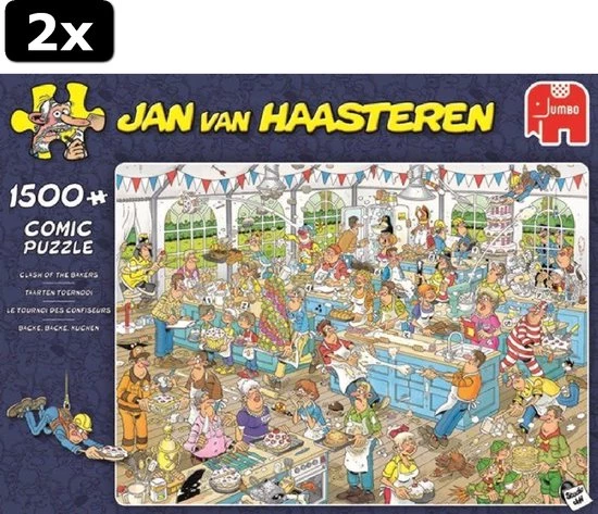 2x Jan Van Haasteren Taarten Toernooi Puzzel - 1500 Stukjes 5 2x Jan Van Haasteren Taarten Toernooi Puzzel - 1500 Stukjes - Afbeelding 5