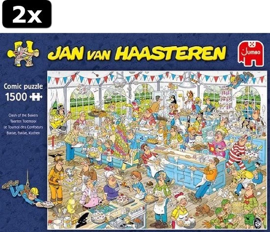 2x Jan Van Haasteren Taarten Toernooi Puzzel - 1500 Stukjes 8 2x Jan Van Haasteren Taarten Toernooi Puzzel - 1500 Stukjes - Afbeelding 8