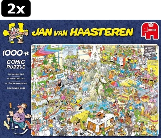 2x Jan Van Haasteren De Vakantiebeurs Puzzel - 1000 Stukjes 4 2x Jan Van Haasteren De Vakantiebeurs Puzzel - 1000 Stukjes - Afbeelding 4