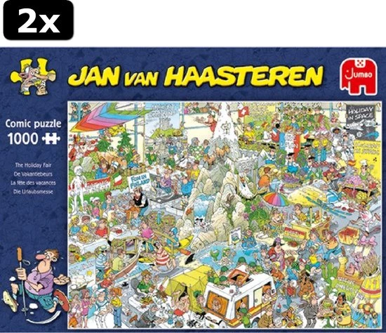 2x Jan Van Haasteren De Vakantiebeurs Puzzel - 1000 Stukjes 2 2x Jan Van Haasteren De Vakantiebeurs Puzzel - 1000 Stukjes - Afbeelding 2