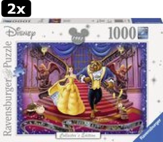2x Ravensburger Disney The Beauty And The Beast - Legpuzzel - 1000 Stukjes 1 2x Ravensburger Disney The Beauty And The Beast - Legpuzzel - 1000 Stukjes
