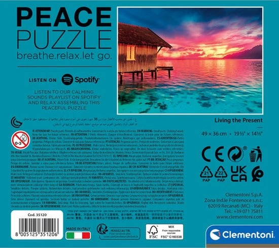 Clementoni Puzzels Voor Volwassenen - Peace Puzzle - Living The Present, Legpuzzel 500 Stukjes, 14-99 Jaar - 35120 2 Clementoni Puzzels Voor Volwassenen - Peace Puzzle - Living The Present, Legpuzzel 500 Stukjes, 14-99 Jaar - 35120 - Afbeelding 2