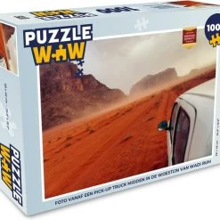 PuzzleWow Puzzel Foto Vanaf Een Pick-up Truck Midden In De Woestijn Van Wadi Rum - Legpuzzel - Puzzel 1000 Stukjes Volwassenen - Sinterklaas Cadeautjes - Sinterklaas Voor Grote Kinderen