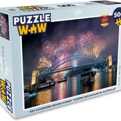PuzzleWow Puzzel Het Vuurwerk Boven Sydney Tijdens Nieuwjaar In Australië - Legpuzzel - Puzzel 500 Stukjes - Sinterklaas Cadeautjes - Sinterklaas Voor Grote Kinderen