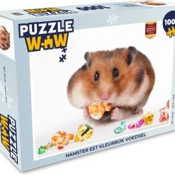 PuzzleWow Puzzel Hamster Eet Kleurrijk Voedsel - Legpuzzel - Puzzel 1000 Stukjes Volwassenen - Sinterklaas Cadeautjes - Sinterklaas Voor Grote Kinderen