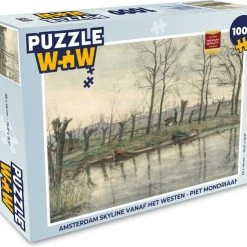 PuzzleWow Puzzel Amsterdam Skyline Vanaf Het Westen - Piet Mondriaan - Legpuzzel - Puzzel 1000 Stukjes Volwassenen - Sinterklaas Cadeautjes - Sinterklaas Voor Grote Kinderen