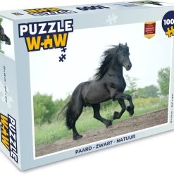 PuzzleWow Puzzel Paard - Zwart - Natuur - Legpuzzel - Puzzel 1000 Stukjes Volwassenen - Sinterklaas Cadeautjes - Sinterklaas Voor Grote Kinderen