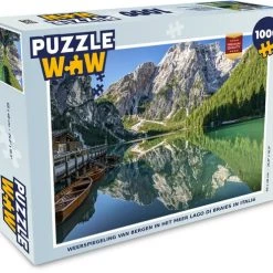 PuzzleWow Puzzel Weerspiegeling Van Bergen In Het Meer Lago Di Braies In Italië - Legpuzzel - Puzzel 1000 Stukjes Volwassenen - Sinterklaas Cadeautjes - Sinterklaas Voor Grote Kinderen