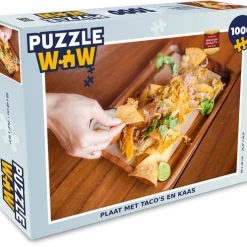 PuzzleWow Puzzel Plaat Met Taco's En Kaas - Legpuzzel - Puzzel 1000 Stukjes Volwassenen - Sinterklaas Cadeautjes - Sinterklaas Voor Grote Kinderen