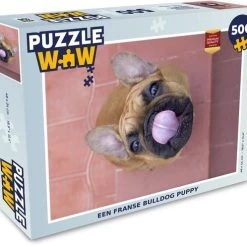 PuzzleWow Puzzel Een Franse Bulldog Puppy - Legpuzzel - Puzzel 500 Stukjes - Sinterklaas Cadeautjes - Sinterklaas Voor Grote Kinderen