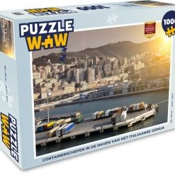 PuzzleWow Puzzel Genua - Schip - Container - Legpuzzel - Puzzel 1000 Stukjes Volwassenen - Sinterklaas Cadeautjes - Sinterklaas Voor Grote Kinderen