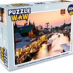 PuzzleWow Puzzel Zonsopgang Bij De Drijvende Markt In Thailand - Legpuzzel - Puzzel 500 Stukjes - Sinterklaas Cadeautjes - Sinterklaas Voor Grote Kinderen